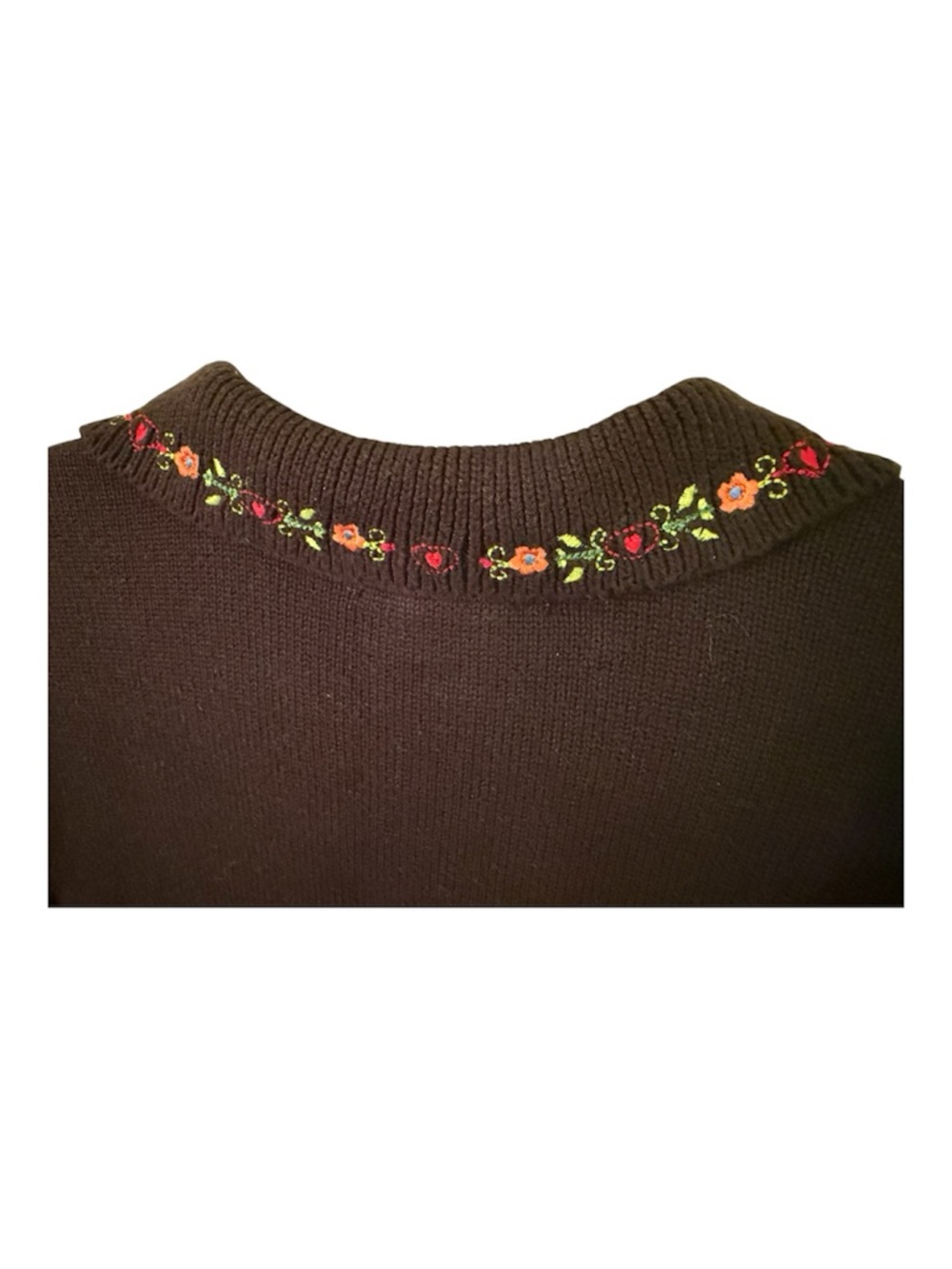Bechamel Embroidered Floral Zip Sweater Vest Cottagecore Folk L - Picture 3 of 6